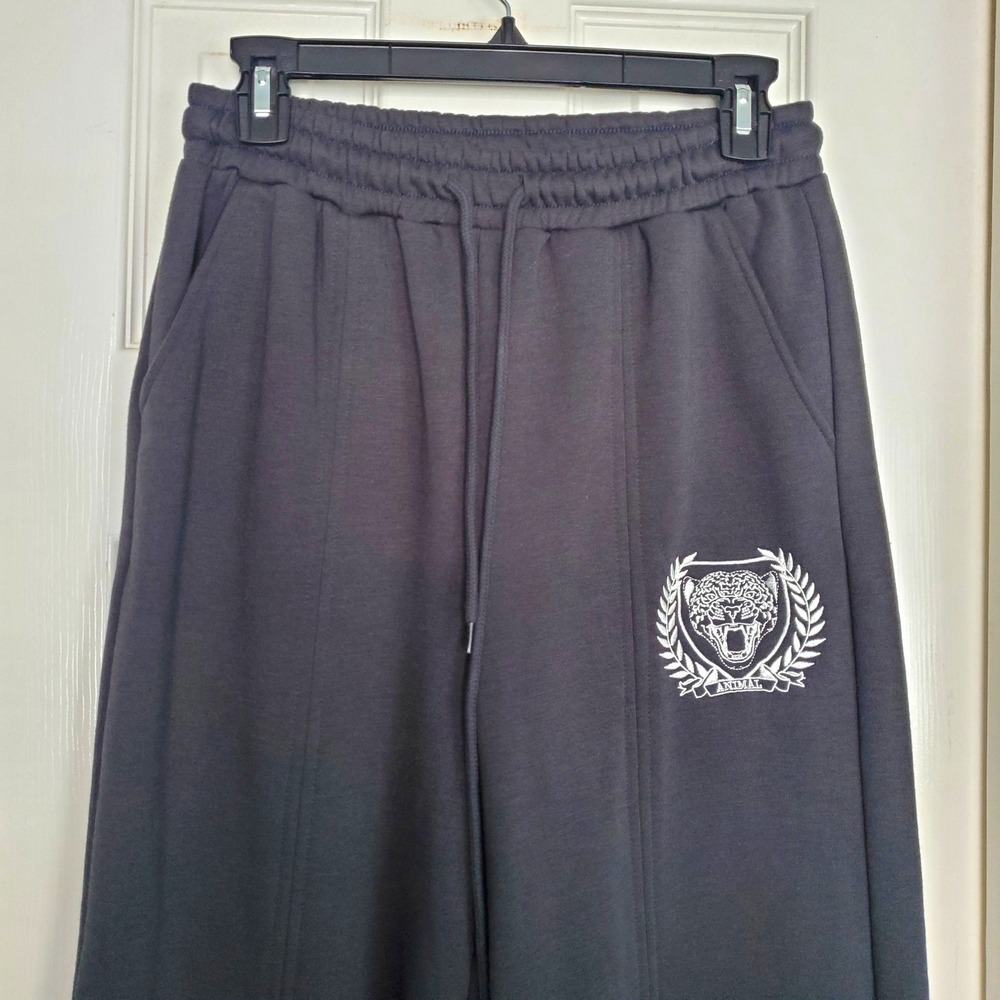 Black Track Pants with Crest Logo - Women's Joggers